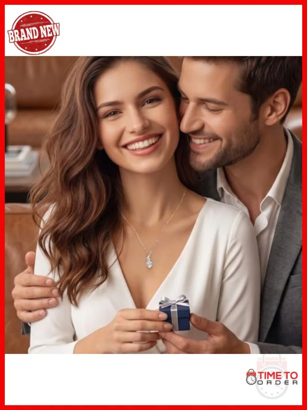 Heart Moissanite Pendant Necklace Rhodium Plated Stainless Steel
